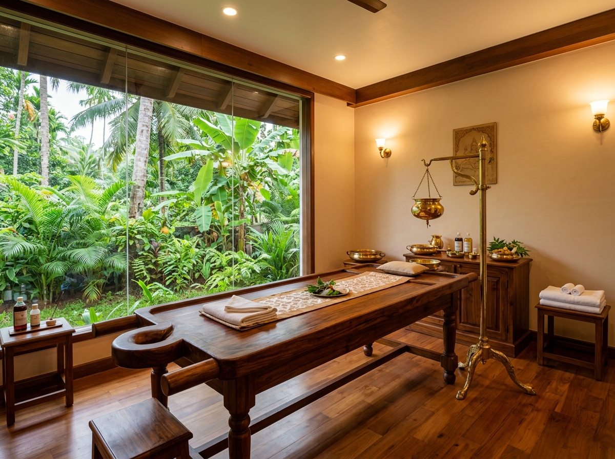 Ayurvedic Treatment Room at Palazhi