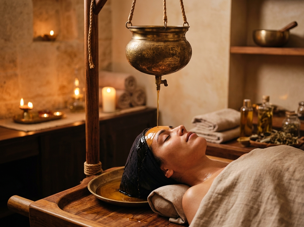 Shirodhara Treatment session at Palazhi Clinic